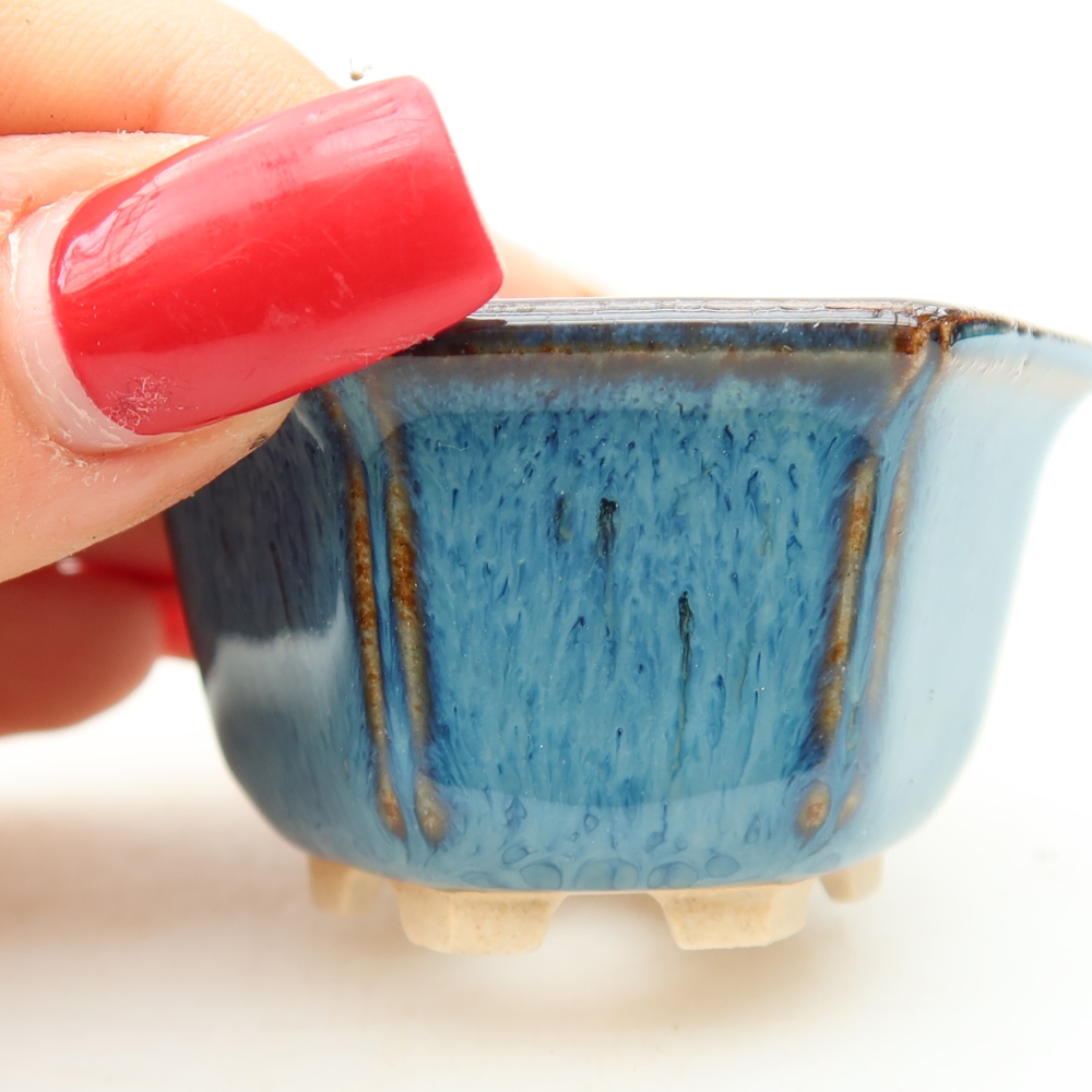 Ceramiczna miseczka do bonsai 5,5 x 5 x 3 cm, kolor niebieski