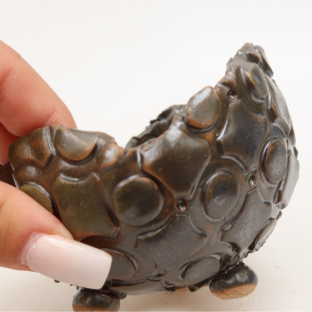 Ceramiczna skorupa  10,5 x 10 x 7,5 cm, kolor brązowo-zielony
