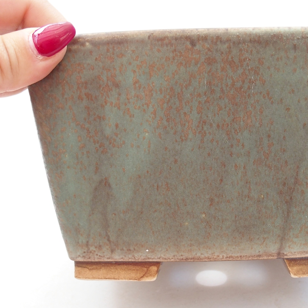 Ceramiczna miska bonsai 16 x 16 x 10 cm, kolor zielony