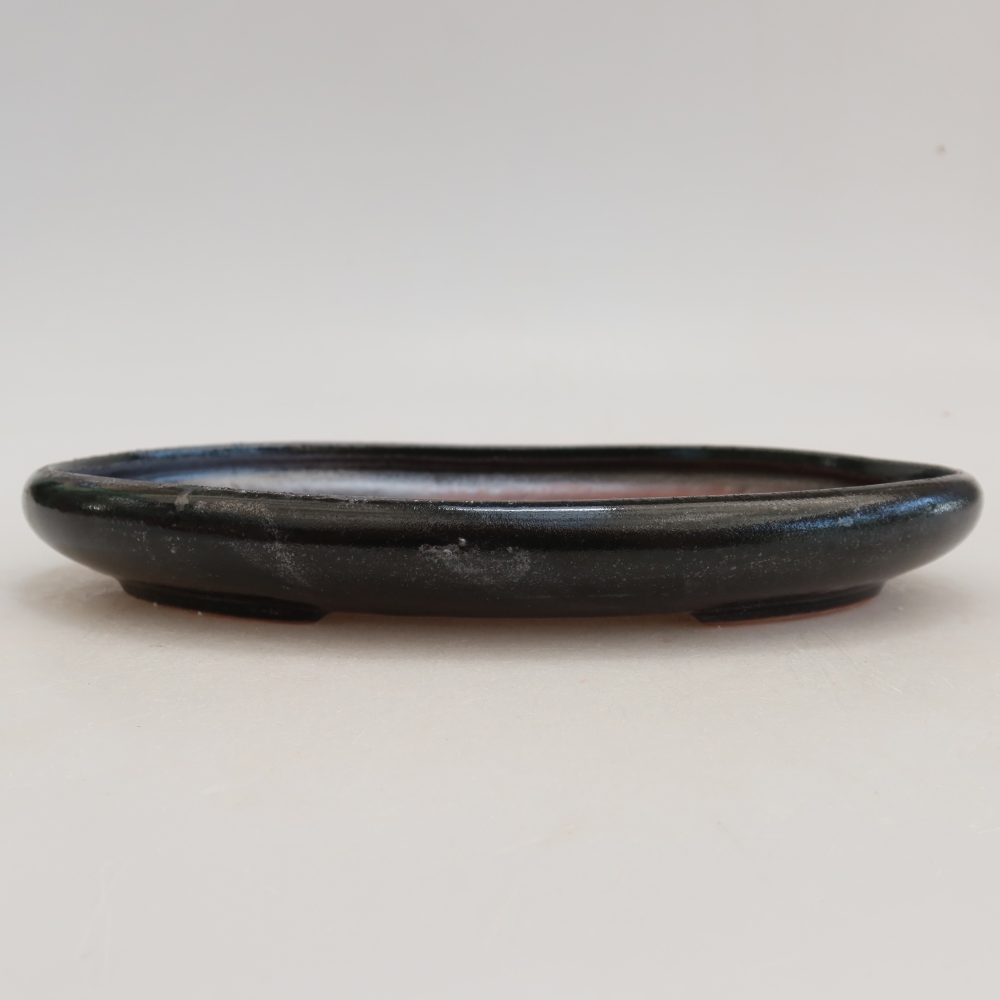 Ceramiczna miska do bonsai 22,5 x 16,5 x 3 cm, kolor metaliczno-zielony