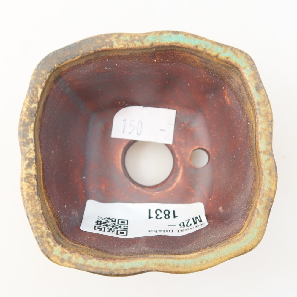 Ceramiczna miseczka do bonsai 7,5 x 7 x 3,5 cm, kolor zielony
