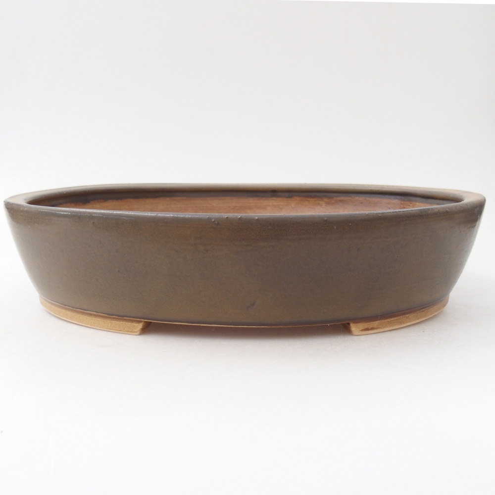 Ceramiczna miska do bonsai 28,5 x 25 x 6 cm, brązowa