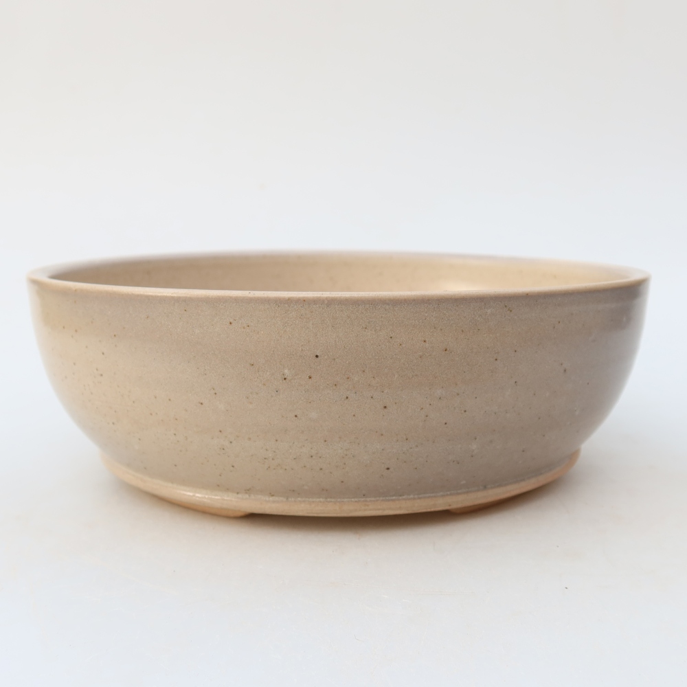 Ceramiczna miska do bonsai 19,5 x 19,5 x 6,5 cm, kolor beżowy