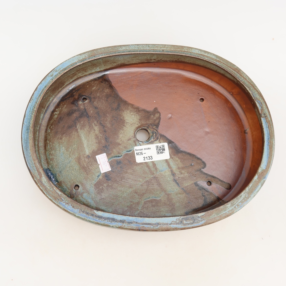 Ceramiczna miska do bonsai 27 x 21 x 5,5 cm, kolor niebiesko-brązowy