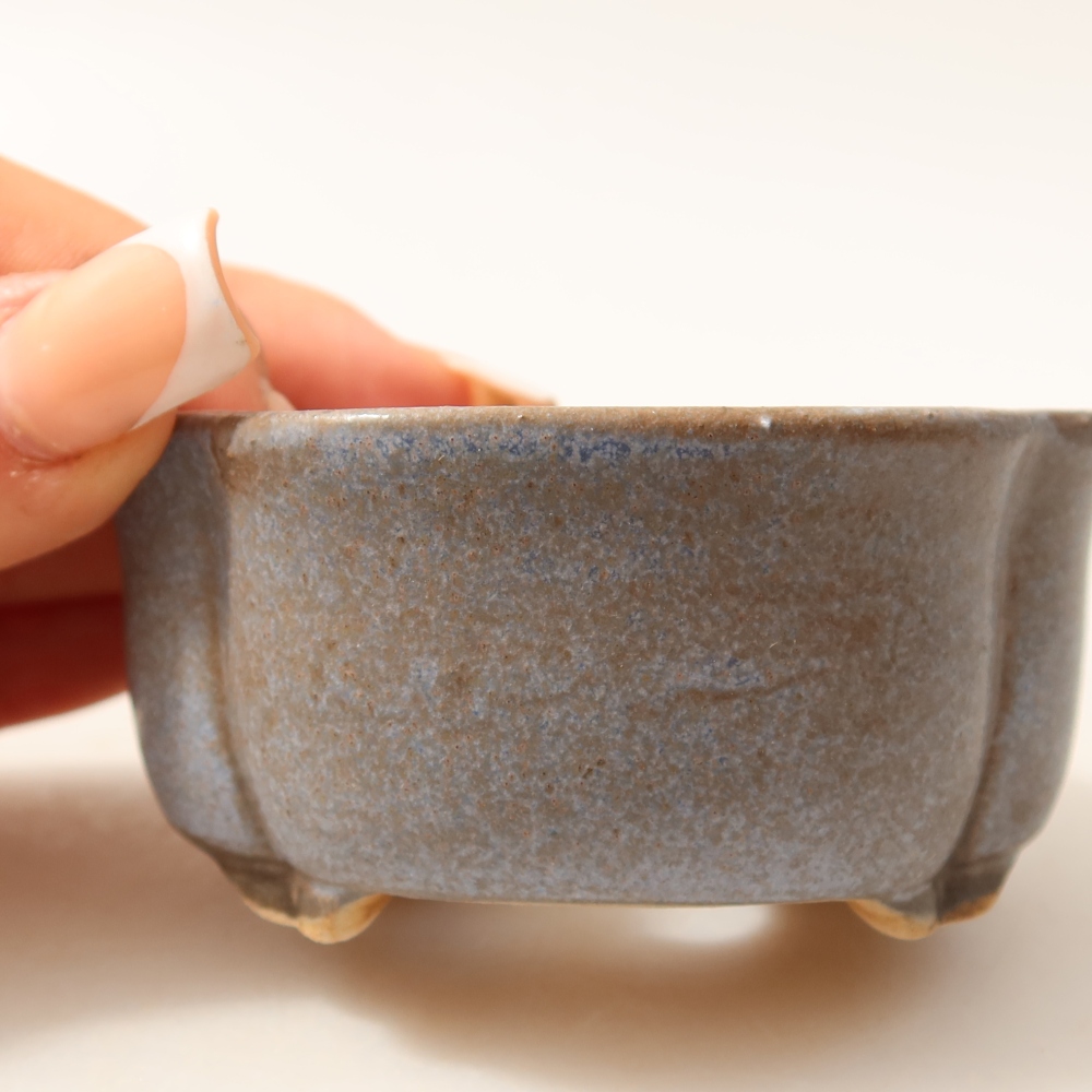 Ceramiczna miseczka do bonsai 8 x 7,5 x 3,5 cm, kolor niebieski