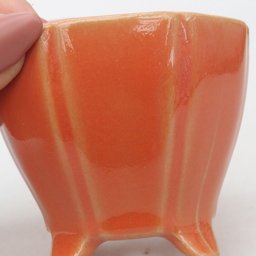 Ceramiczna miska do bonsai 7,5 x 7,5 x 6 cm, pomarańczowa