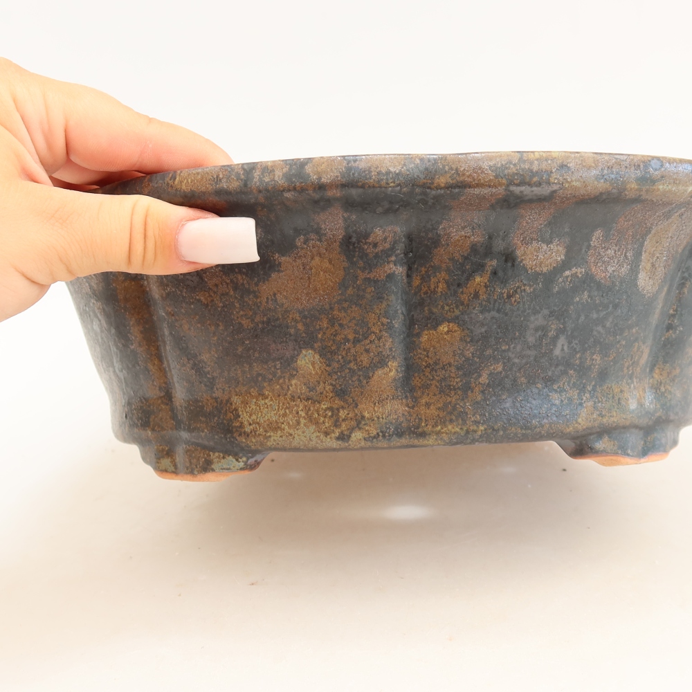 Ceramiczna miska na bonsai 26 x 26 x 8 cm, brązowa
