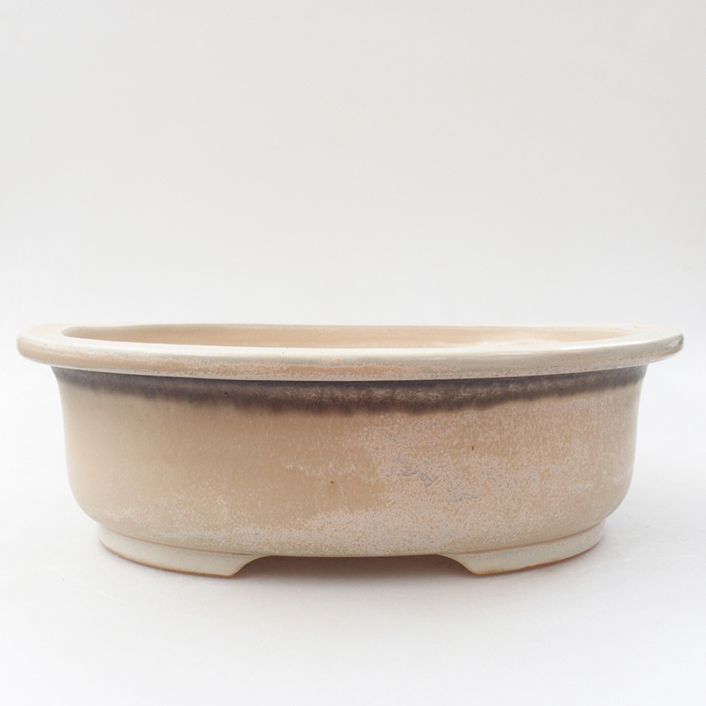 Ceramiczna miska bonsai 25,5 x 22 x 8 cm, kolor beżowy