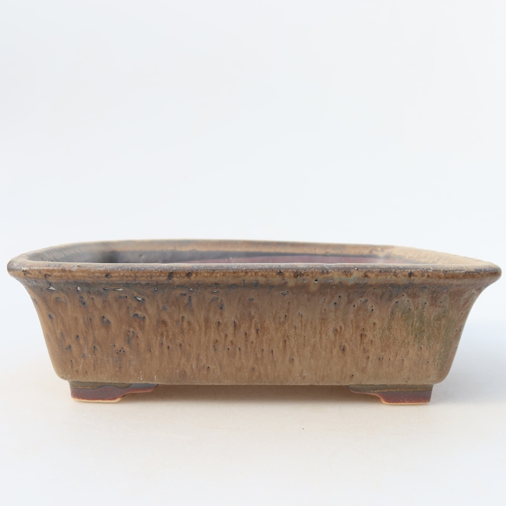 Ceramiczna miseczka do bonsai 17,5 x 14,5 x 5 cm, kolor brązowy