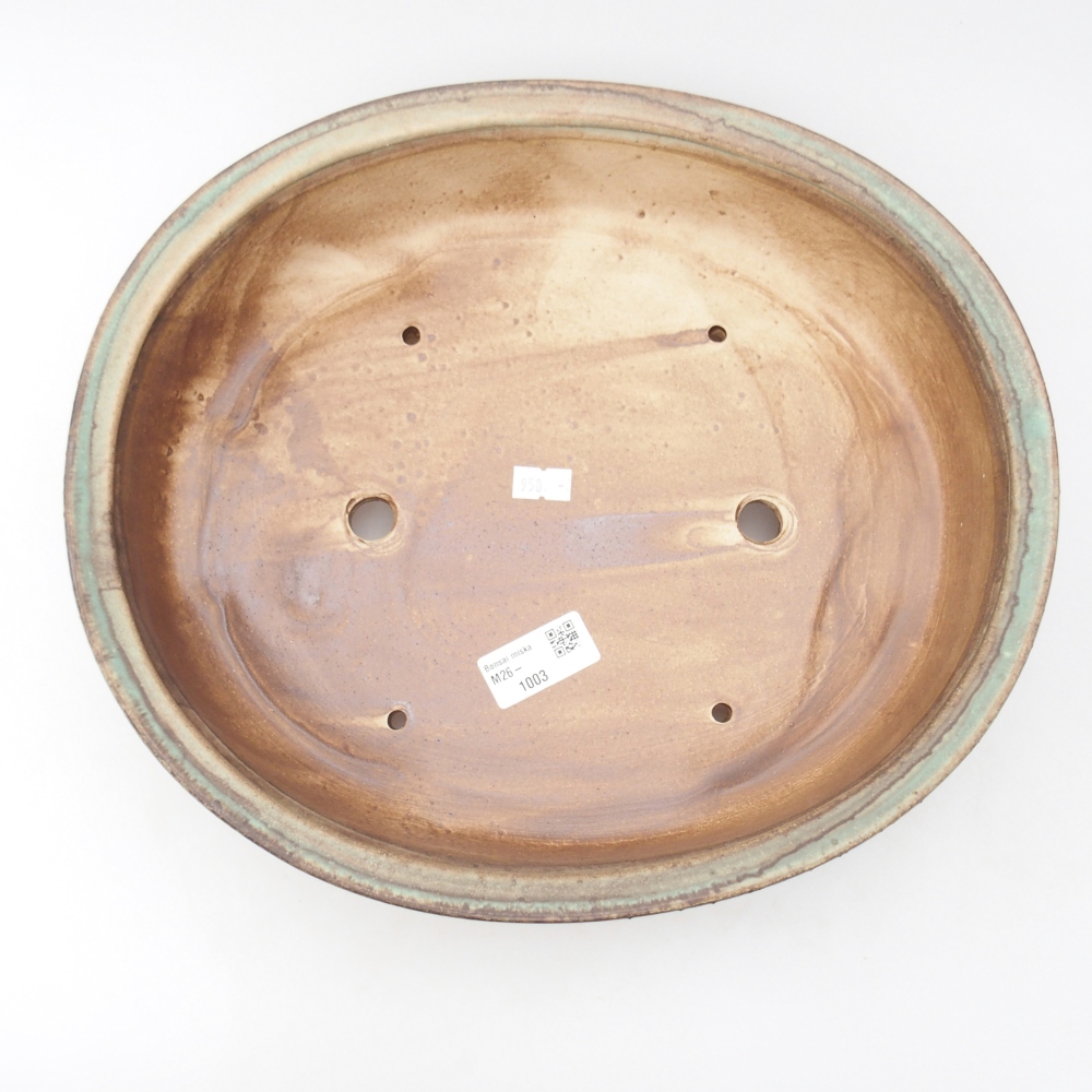 Ceramiczna miska do bonsai 32,5 x 28,5 x 7 cm, zielona