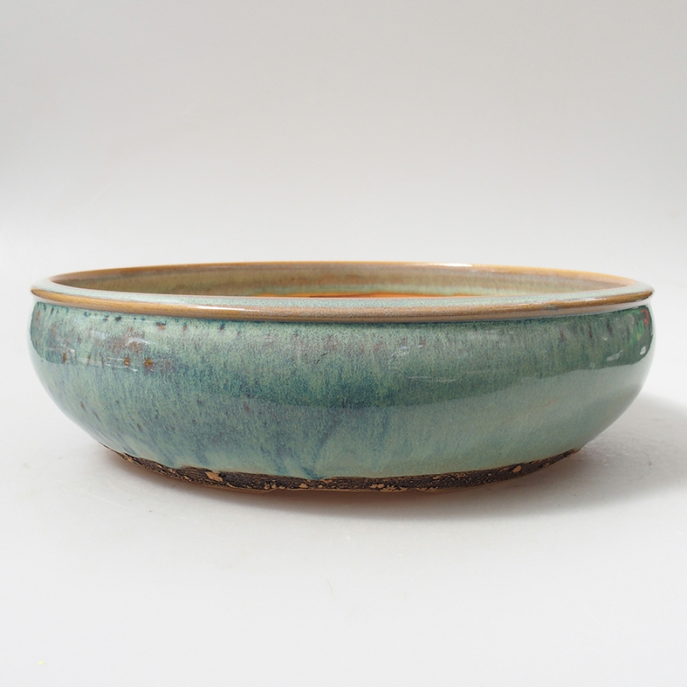Ceramiczna miska bonsai 27 x 27 x 7 cm, kolor zielony