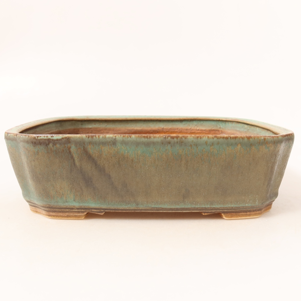 Ceramiczna miska do bonsai 21,5 x 18 x 6 cm, kolor zielony