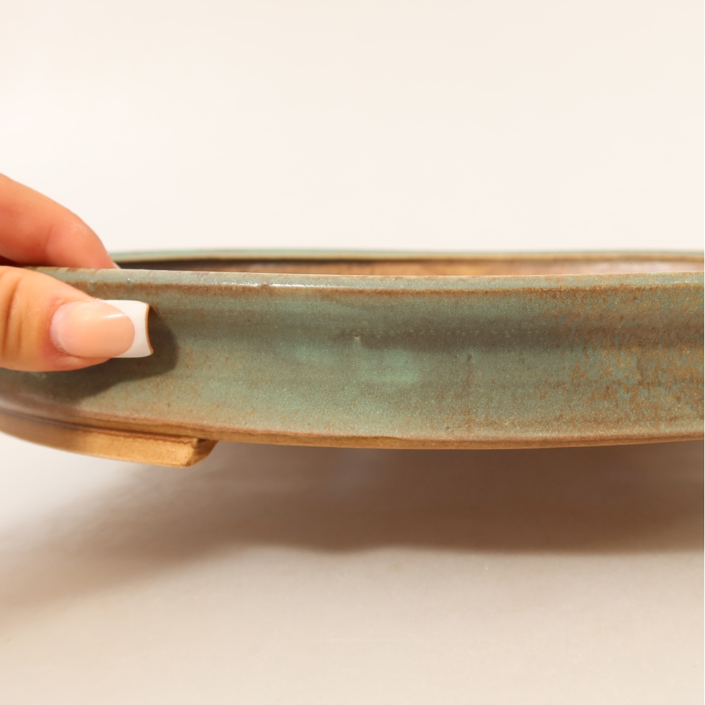 Ceramiczna miska do bonsai 30,5 x 26,5 x 4 cm, kolor zielony