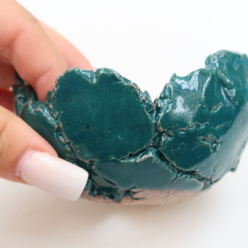 Ceramiczna skorupka  9 x 8,5 x 6,5 cm, kolor zielony