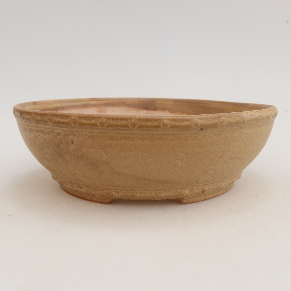 Ceramiczna miska do bonsai 17,5 x 17,5 x 5,5 cm, kolor beżowy