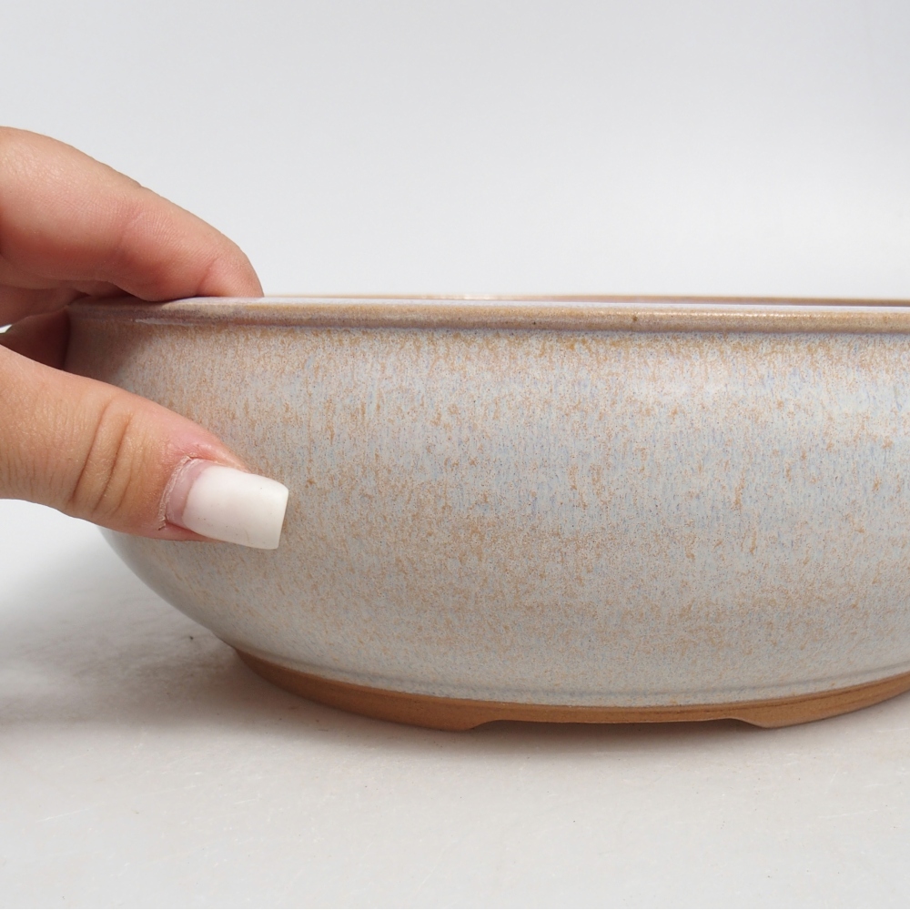 Ceramiczna miska do bonsai 22,5 x 22,5 x 7,5 cm, kolor beżowy