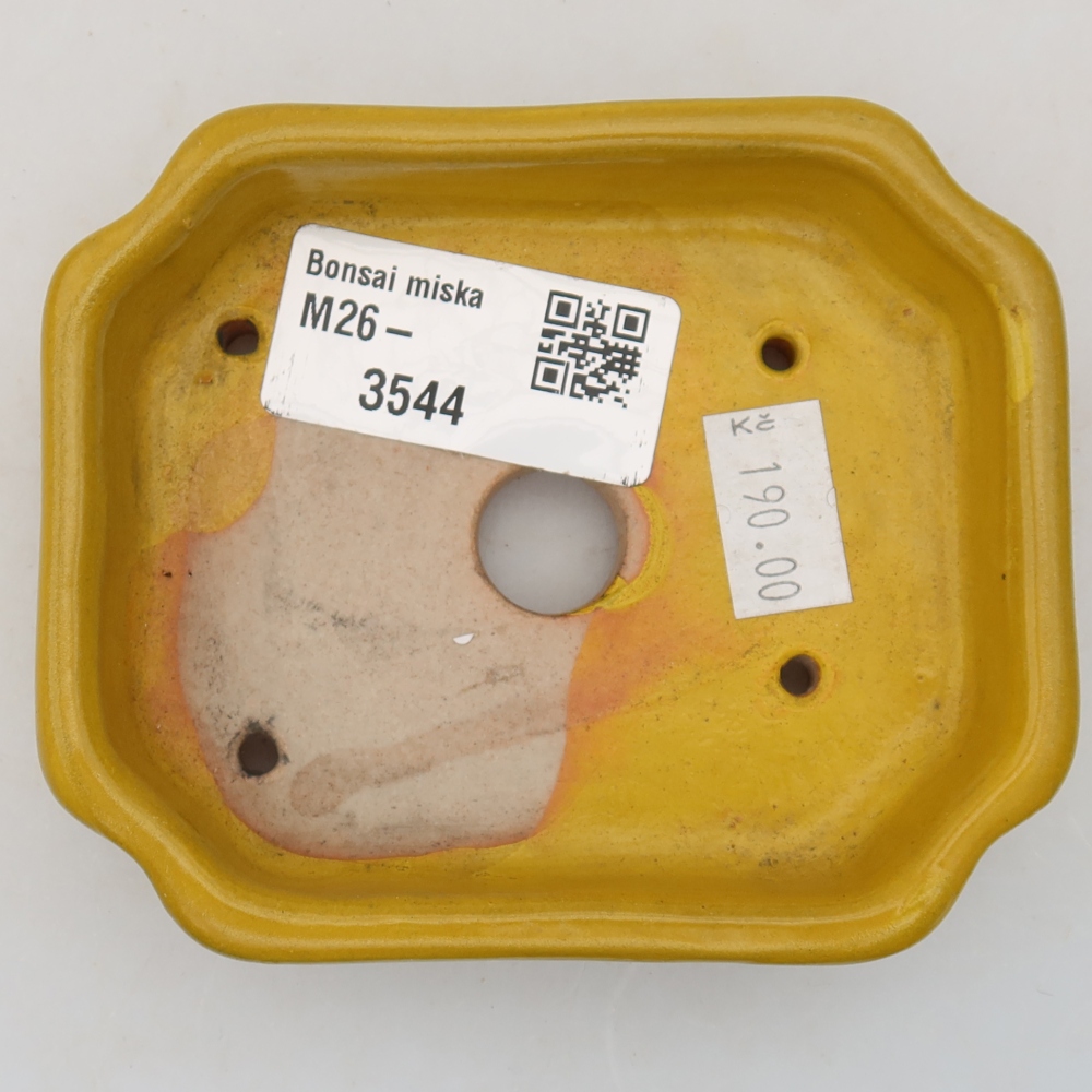 Ceramiczna miseczka do bonsai 10 x 8 x 2,5 cm, kolor żółty