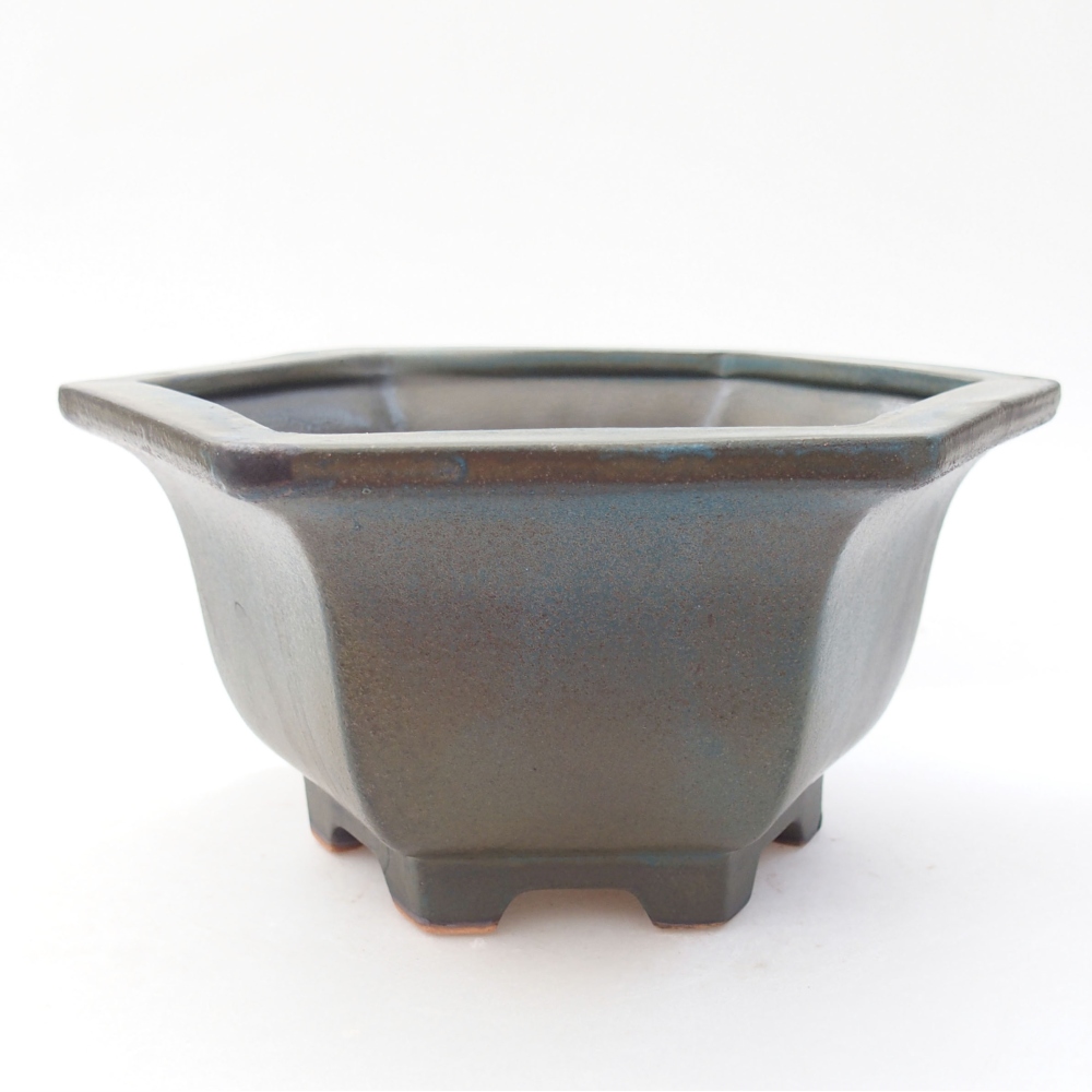 Ceramiczna miska bonsai 18,5 x 16,5 x 9 cm, kolor zielony