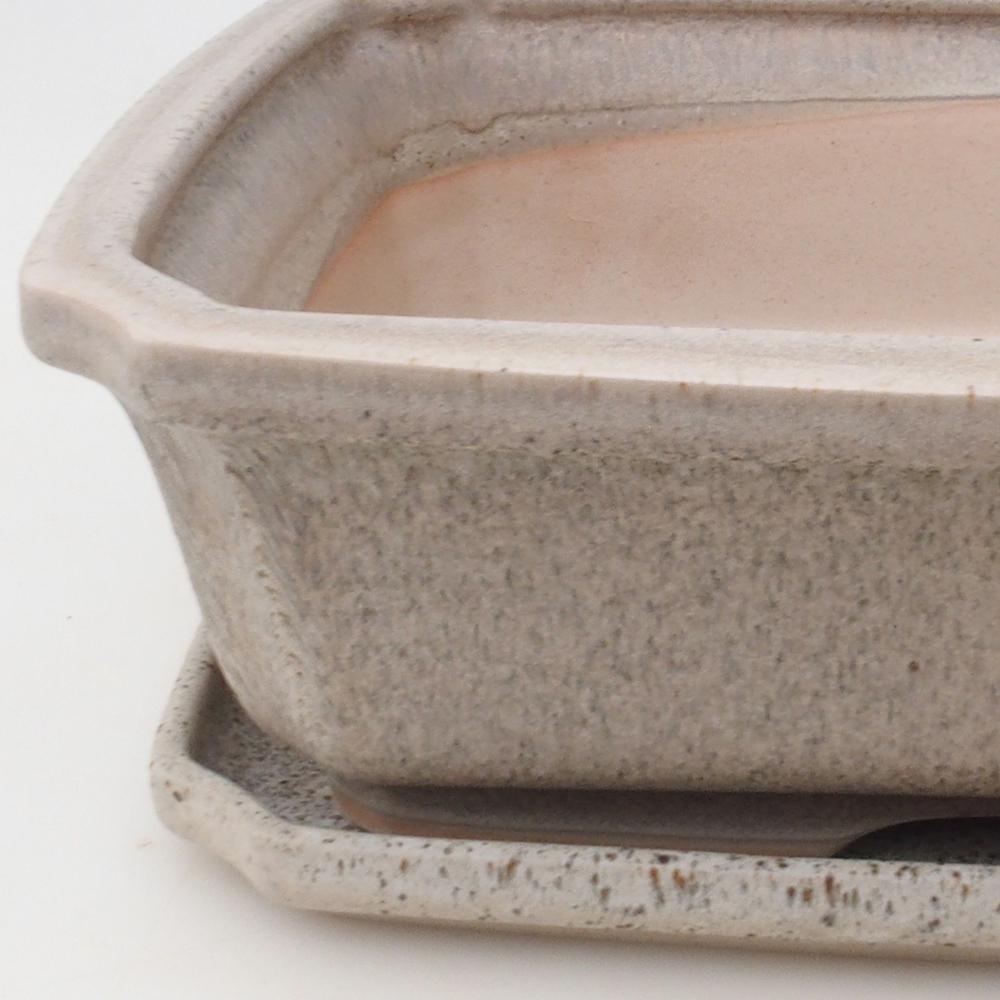Miska do bonsai + podstawka H07 – 30 x 20,5 x 8 cm – beżowa