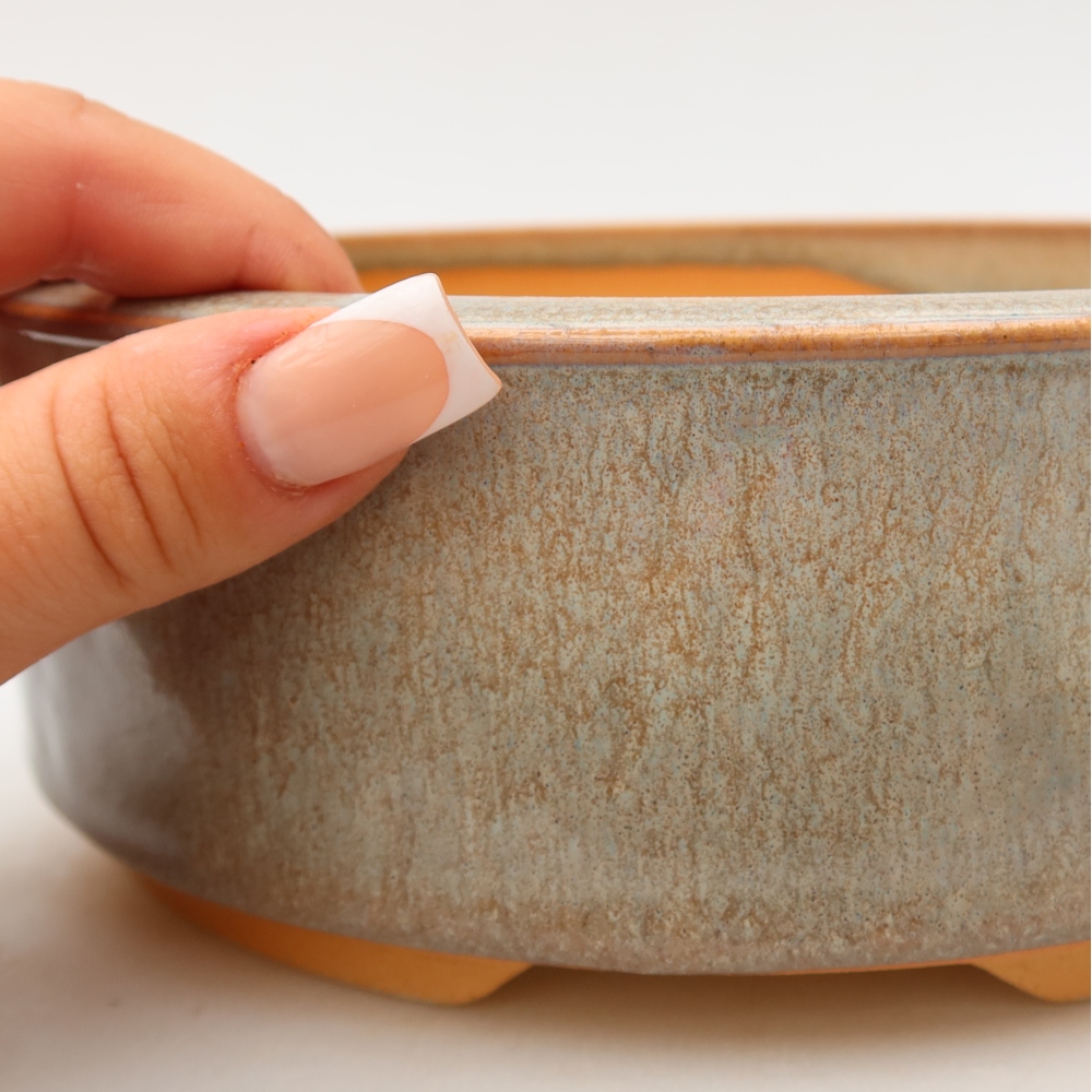 Ceramiczna miska do bonsai 19 x 19 x 6,5 cm, kolor beżowy