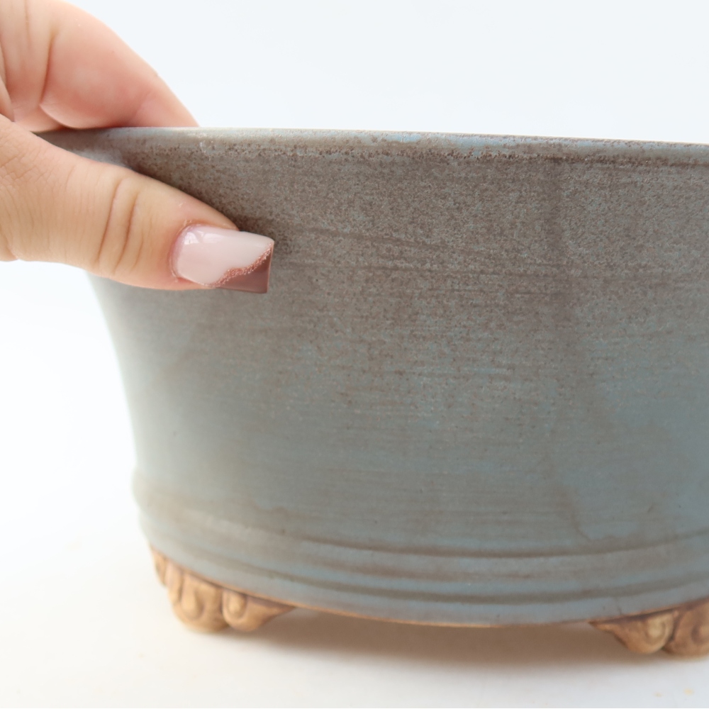 Ceramiczna miska do bonsai 24,5 x 24,5 x 11,5 cm, kolor niebieski