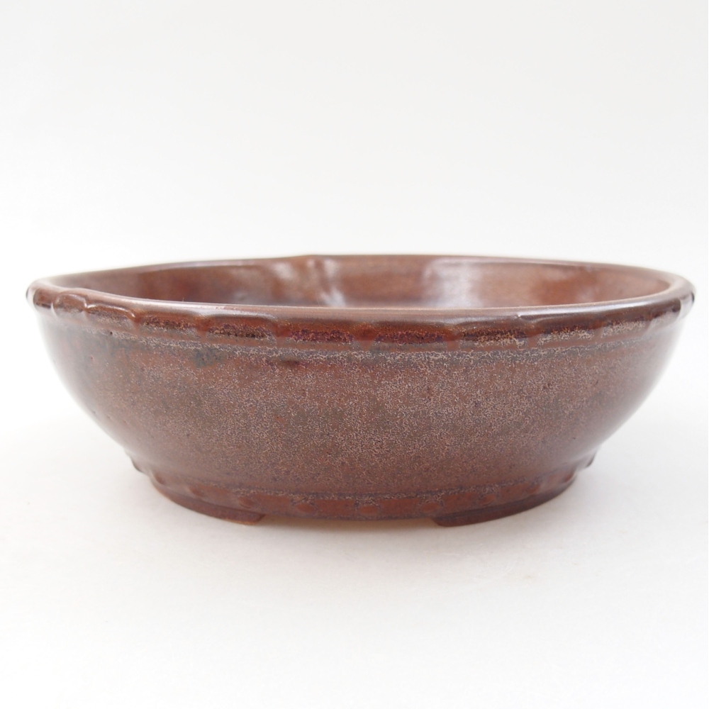 Ceramiczna miska bonsai 17,5 x 17,5 x 5 cm, kolor brązowy