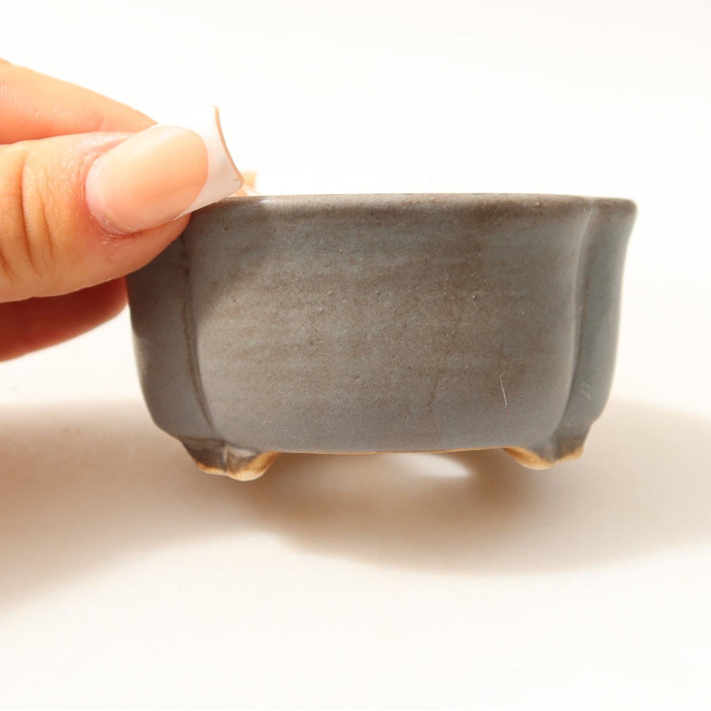 Ceramiczna miseczka do bonsai 8 x 7,5 x 3,5 cm, kolor niebieski