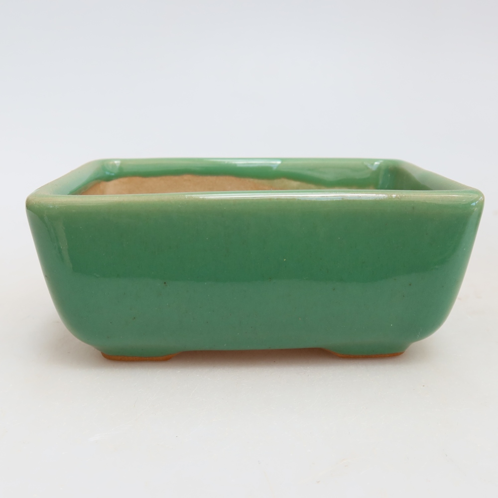 Ceramiczna miseczka do bonsai 10,5 x 7 x 4,5 cm, kolor zielony