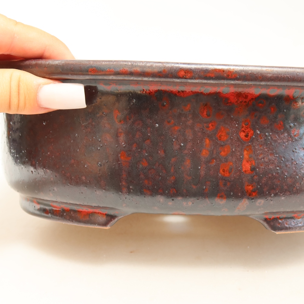 Ceramiczna miska do bonsai 26 x 22 x 8 cm, kolor metaliczno-czerwony