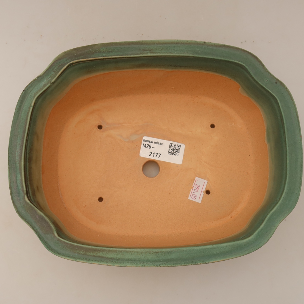 Ceramiczna miska do bonsai 22,5 x 17,5 x 7,5 cm, kolor zielony