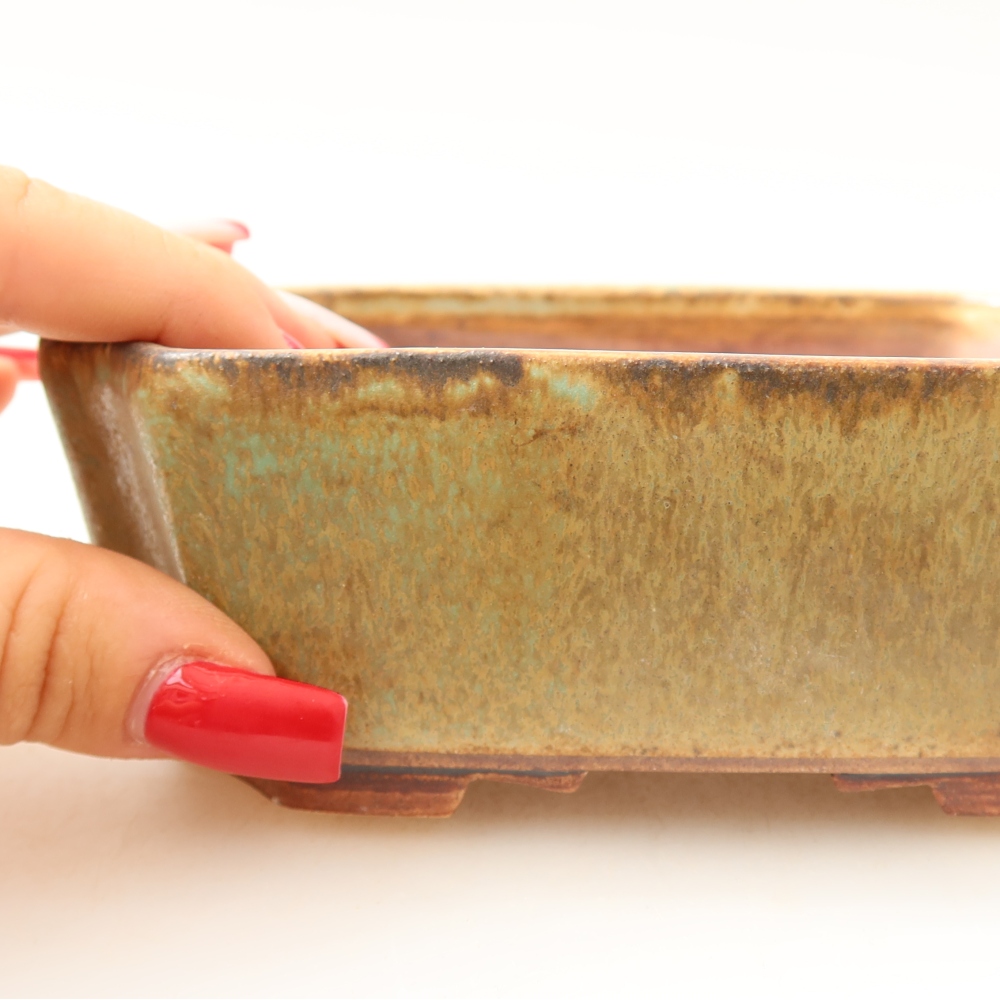 Ceramiczna miska do bonsai 14 x 11,5 x 4,5 cm, kolor zielony