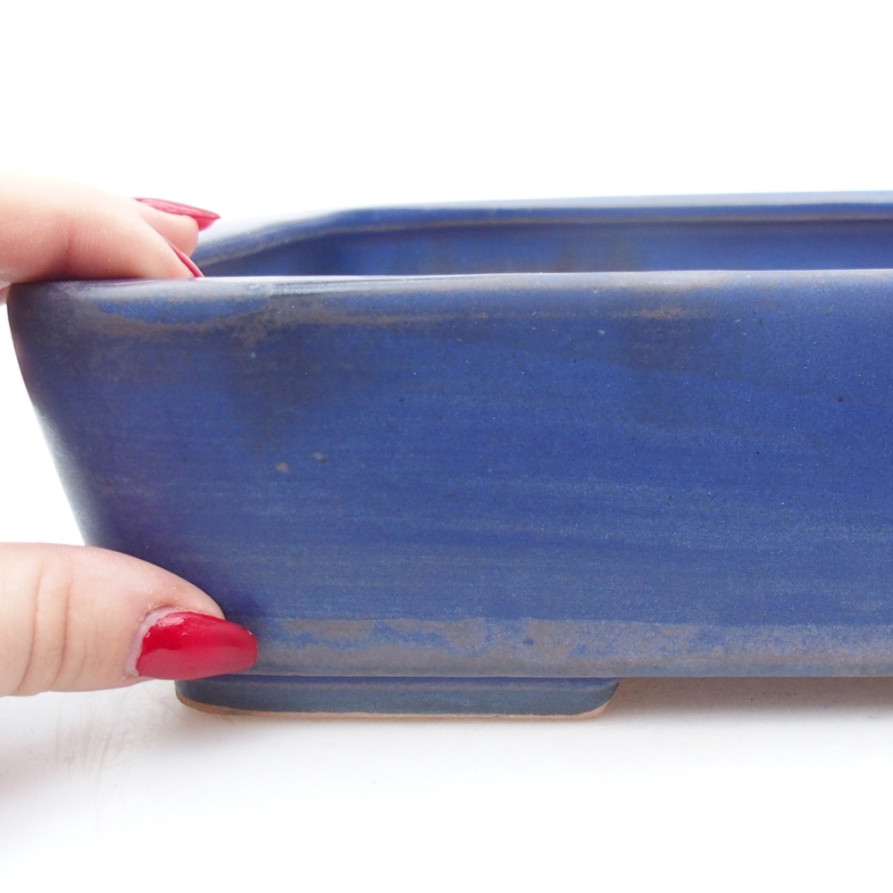 Ceramiczna miska na bonsai 26,5 x 20 x 6,5 cm, kolor niebieski