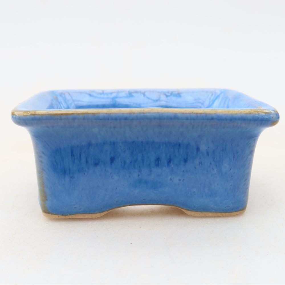 Ceramiczna miseczka do bonsai 6 x 4,5 x 2,5 cm, kolor niebieski
