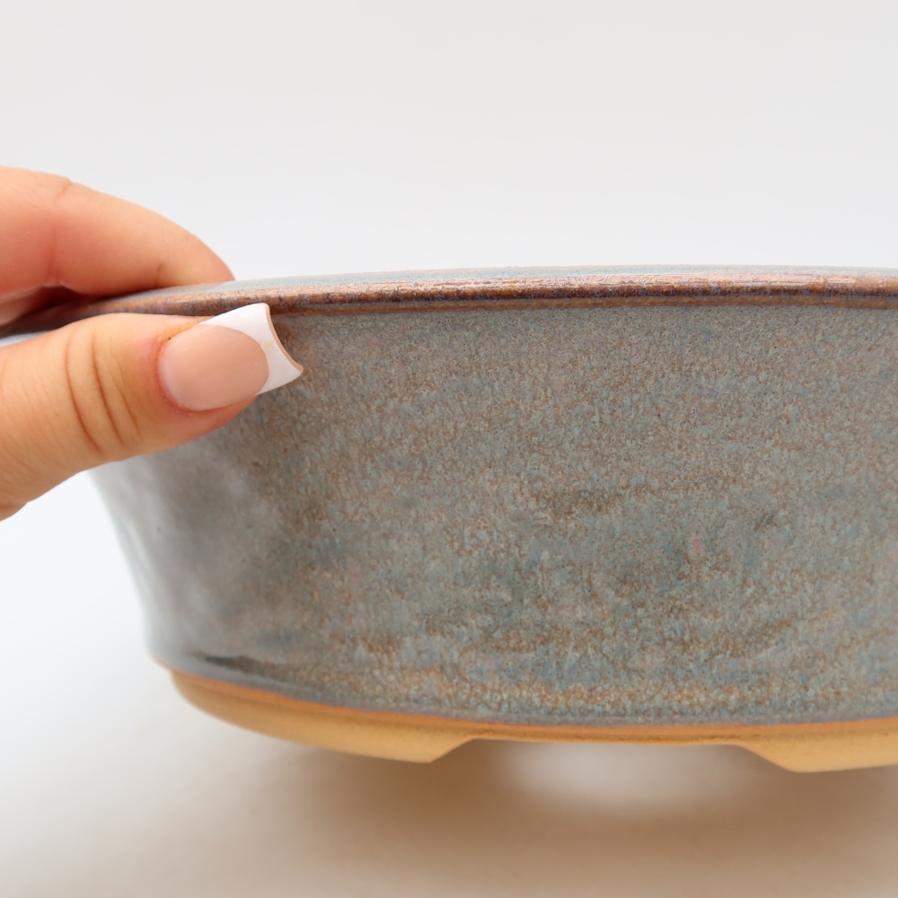 Ceramiczna miska do bonsai 26,5 x 26,5 x 7 cm, kolor szary