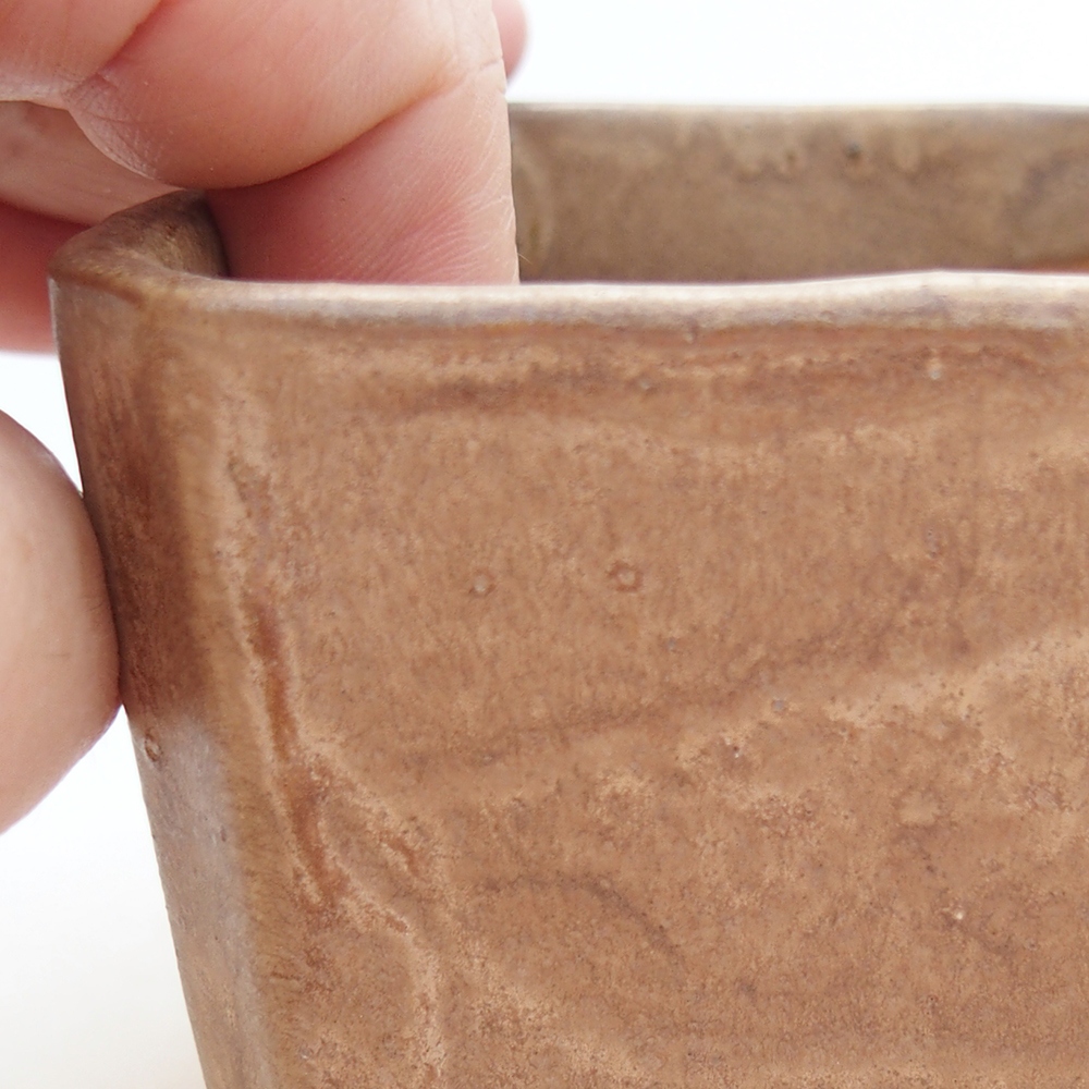 Ceramiczna miska na bonsai 9 x 9 x 7 cm, kolor beżowy