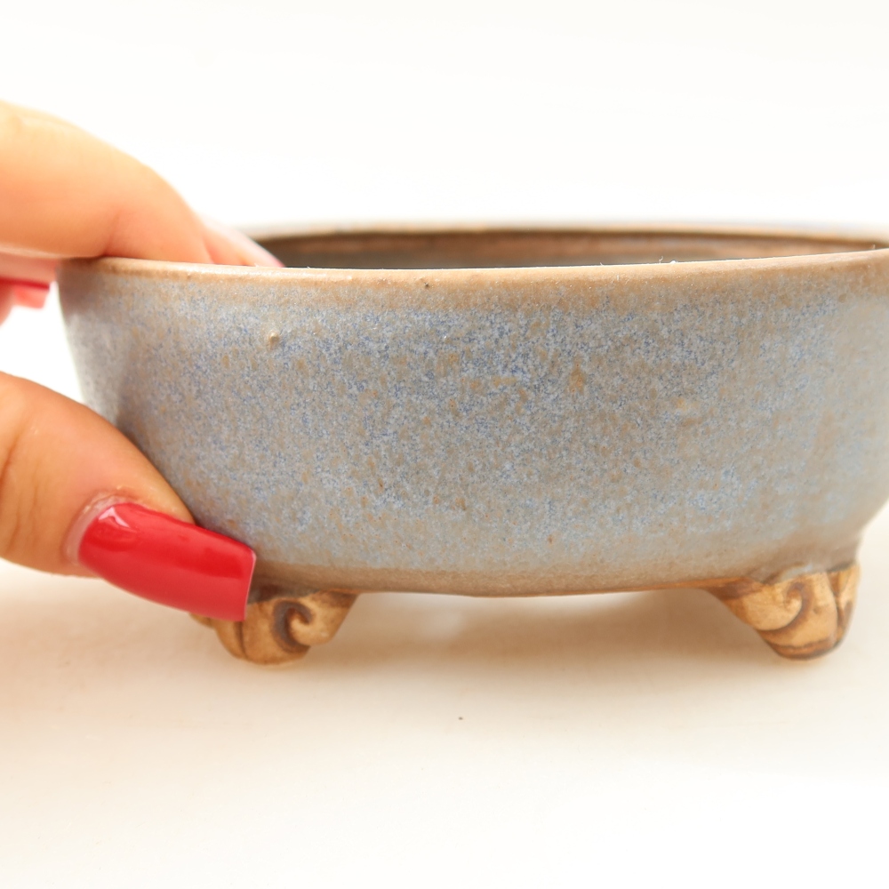 Ceramiczna miseczka do bonsai 10,5 x 10,5 x 4 cm, kolor niebieski