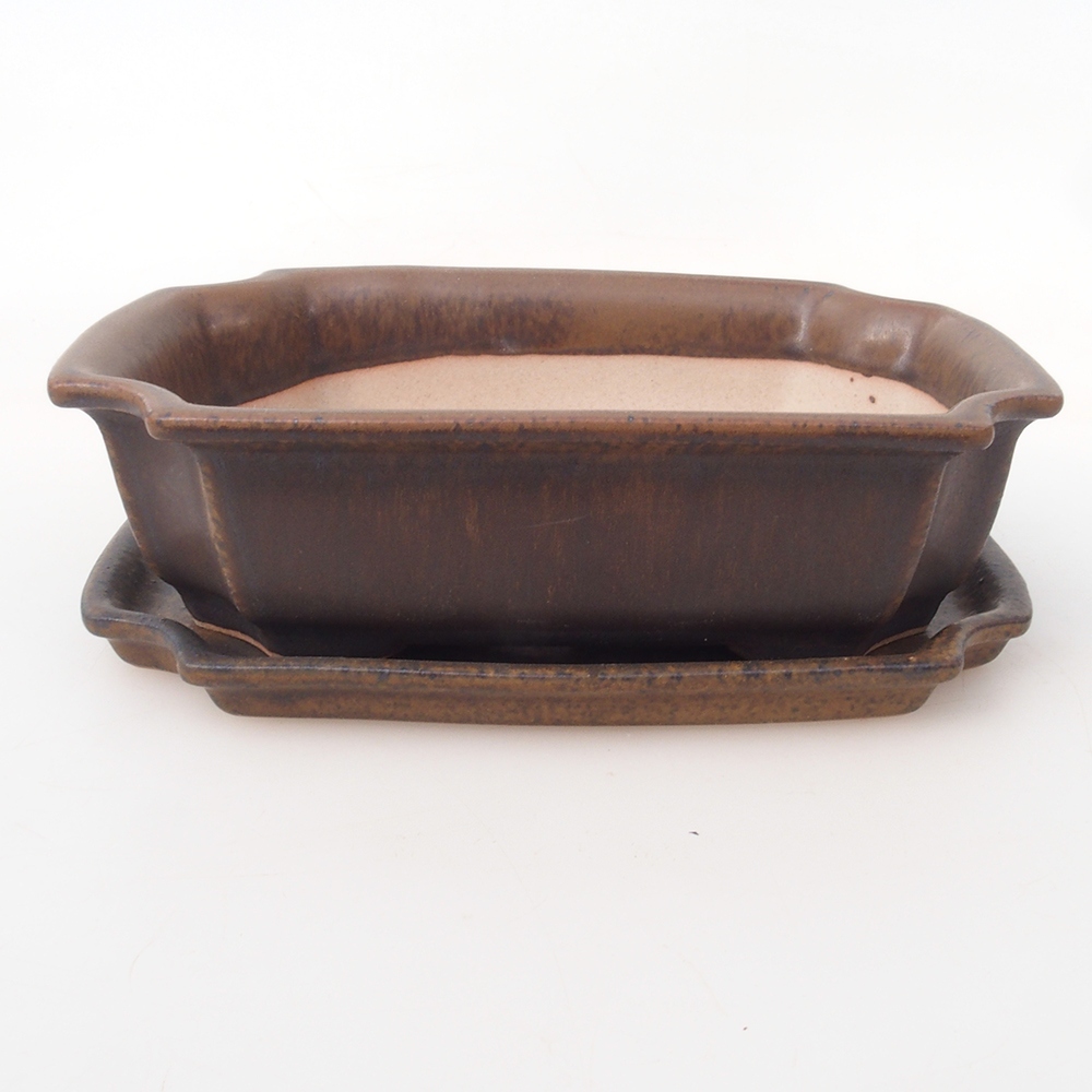 Bonsai bowl + spodek H01 - 12x9x5 cm