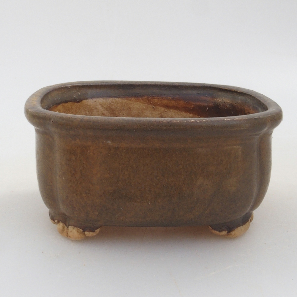 Ceramiczna miska do bonsai 7,5 x 7,5 x 3,5 cm, kolor brązowy