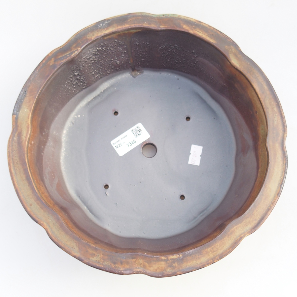 Ceramiczna miska na bonsai 26 x 26 x 8,5 cm, brązowa