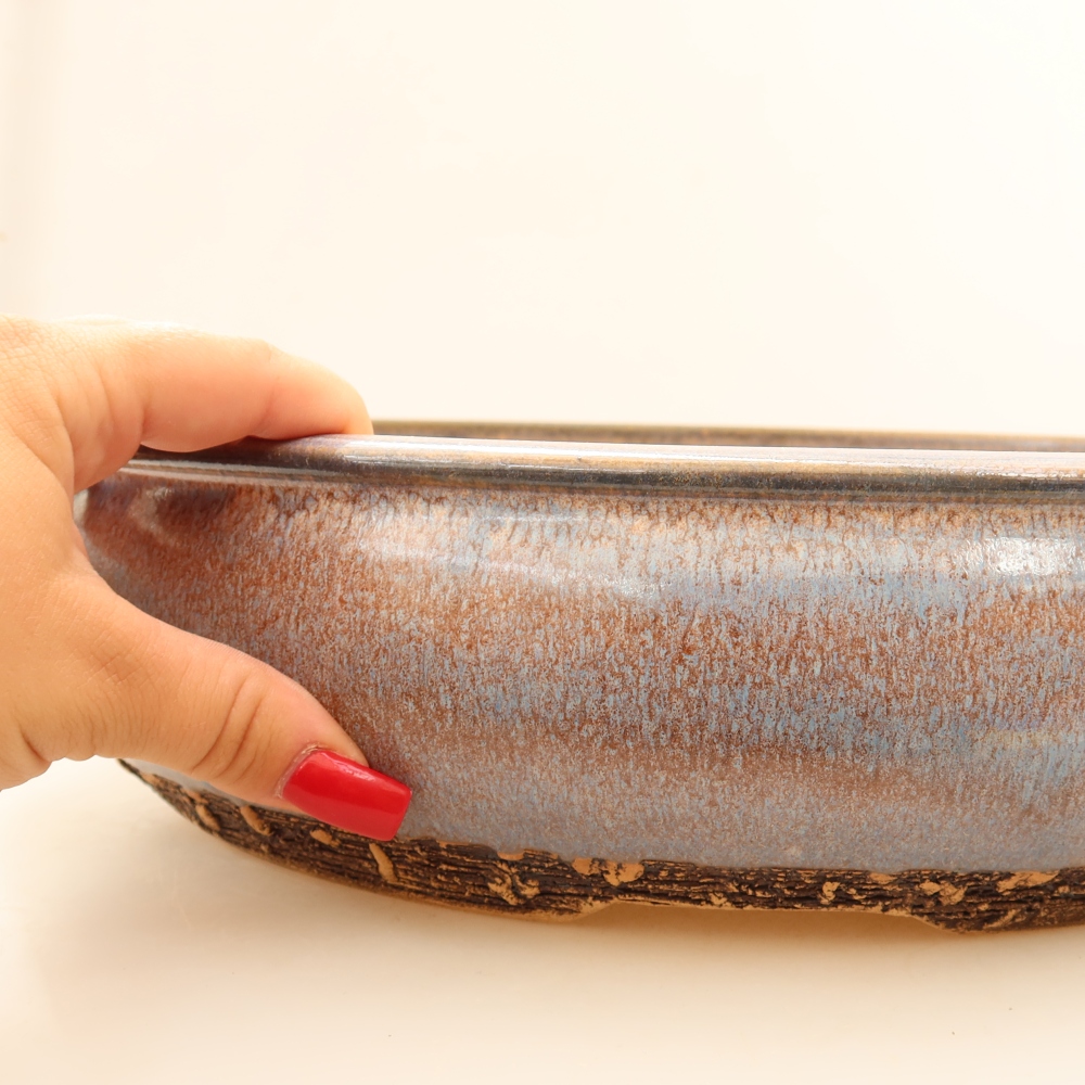Ceramiczna miska do bonsai 32,5 x 32,5 x 8 cm, kolor niebieski – WYŁĄCZNIE ODBIÓR OSOBISTY lub transport na palecie
