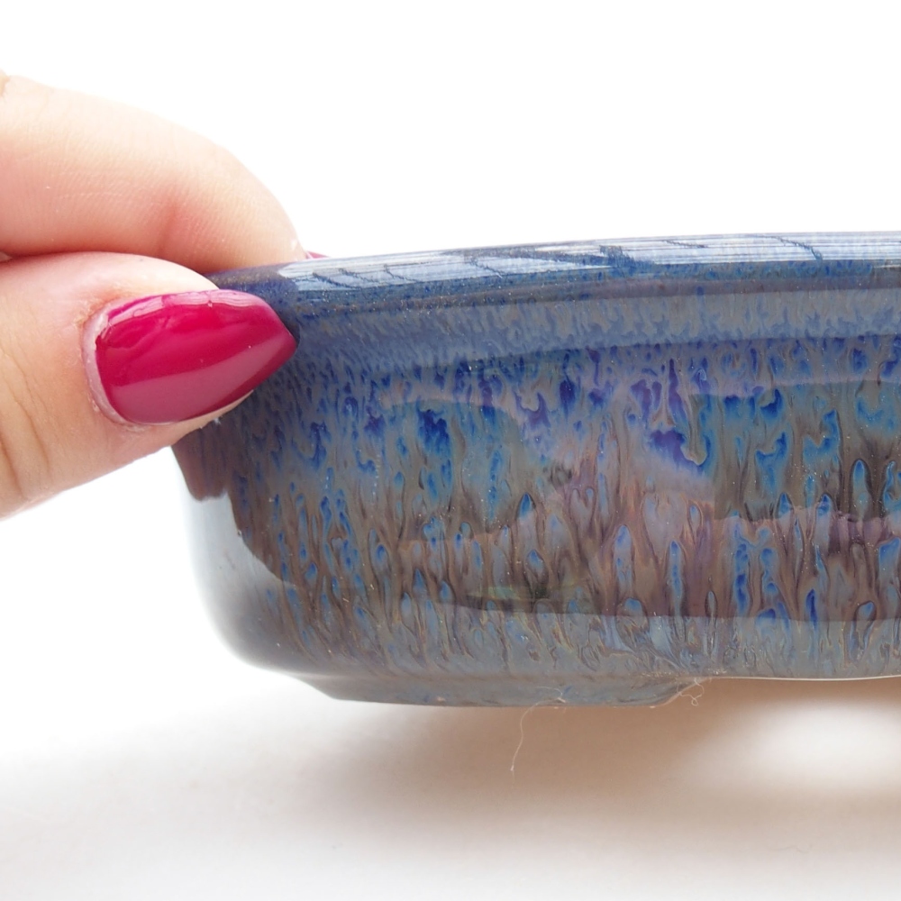 Ceramiczna miska bonsai 15 x 11 x 4 cm, kolor niebieski