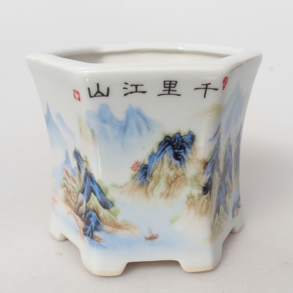Ceramiczna miska do bonsai 10,5 x 9,5 x 9 cm, kolor biały