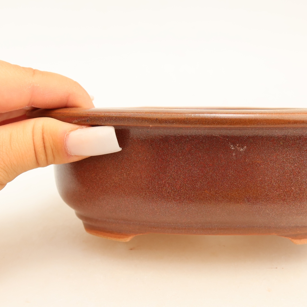 Ceramiczna miska do bonsai 18 x 14,5 x 5,5 cm, kolor bordowy