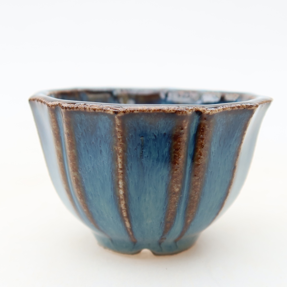 Ceramiczna miseczka do bonsai 5,5 x 5,5 x 3,5 cm, kolor niebieski