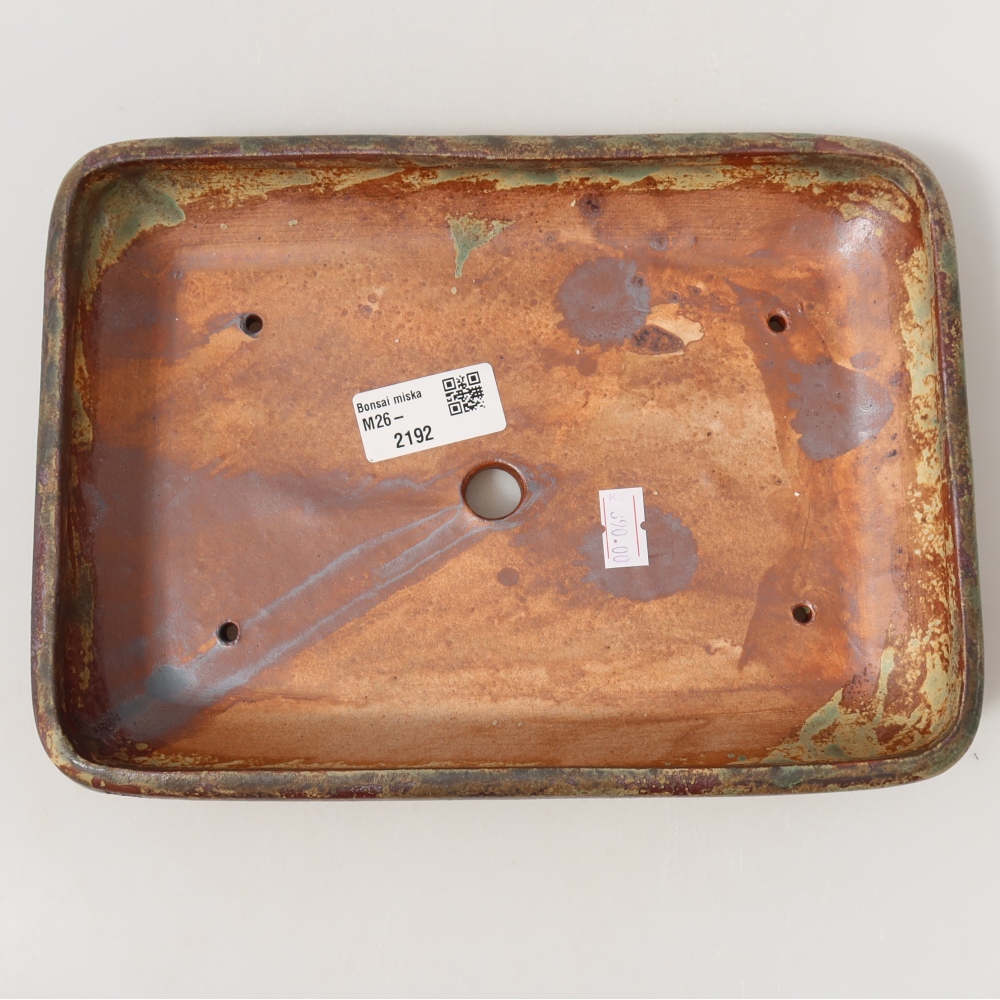 Ceramiczna miska do bonsai 24 x 17,5 x 4 cm, kolor zielono-brązowy