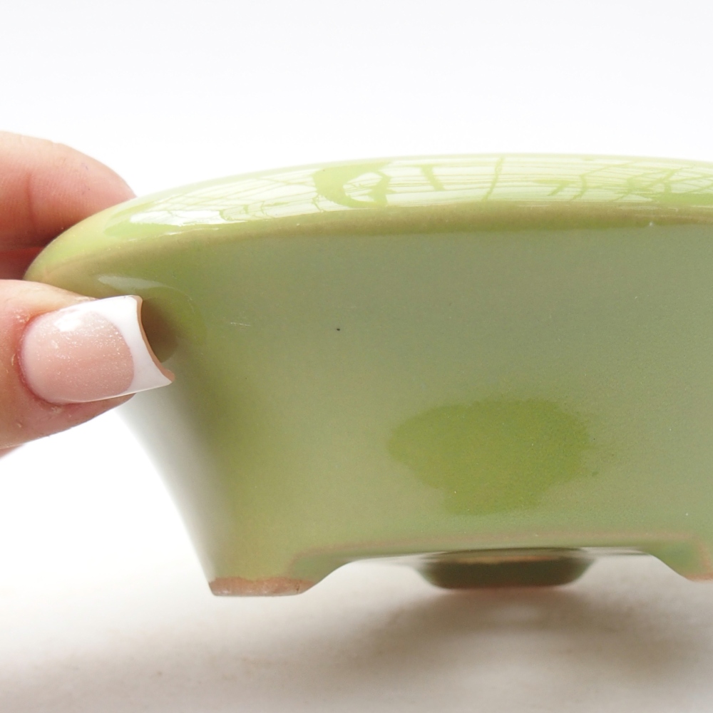Ceramiczna miska do bonsai 13,5 x 13,5 x 4,5 cm, zielona