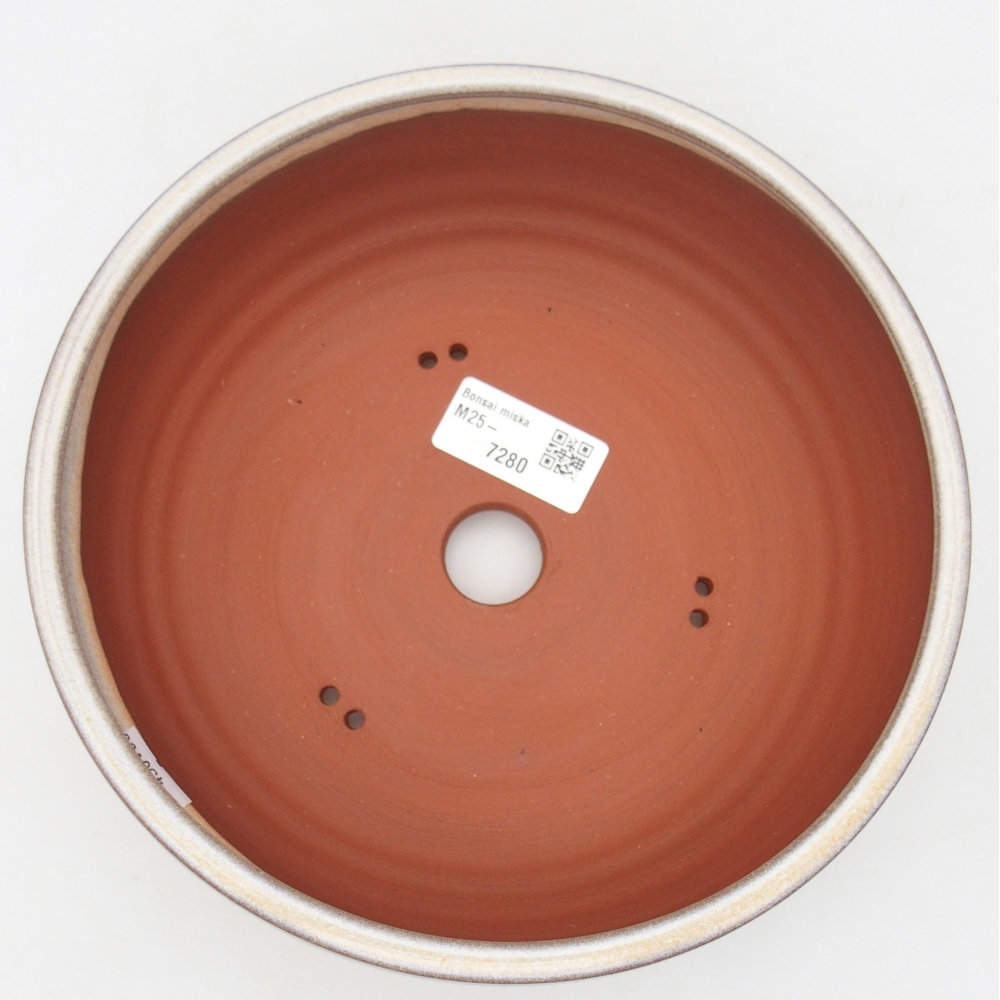 Ceramiczna miska do bonsai 19,5 x 19,5 x 6,5 cm, kolor beżowy