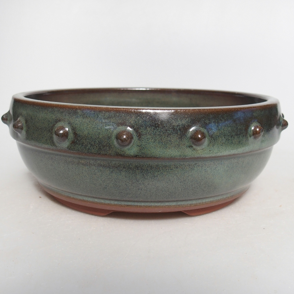 Ceramiczna miska do bonsai 16,5 x 16,5 x 7 cm, zielona