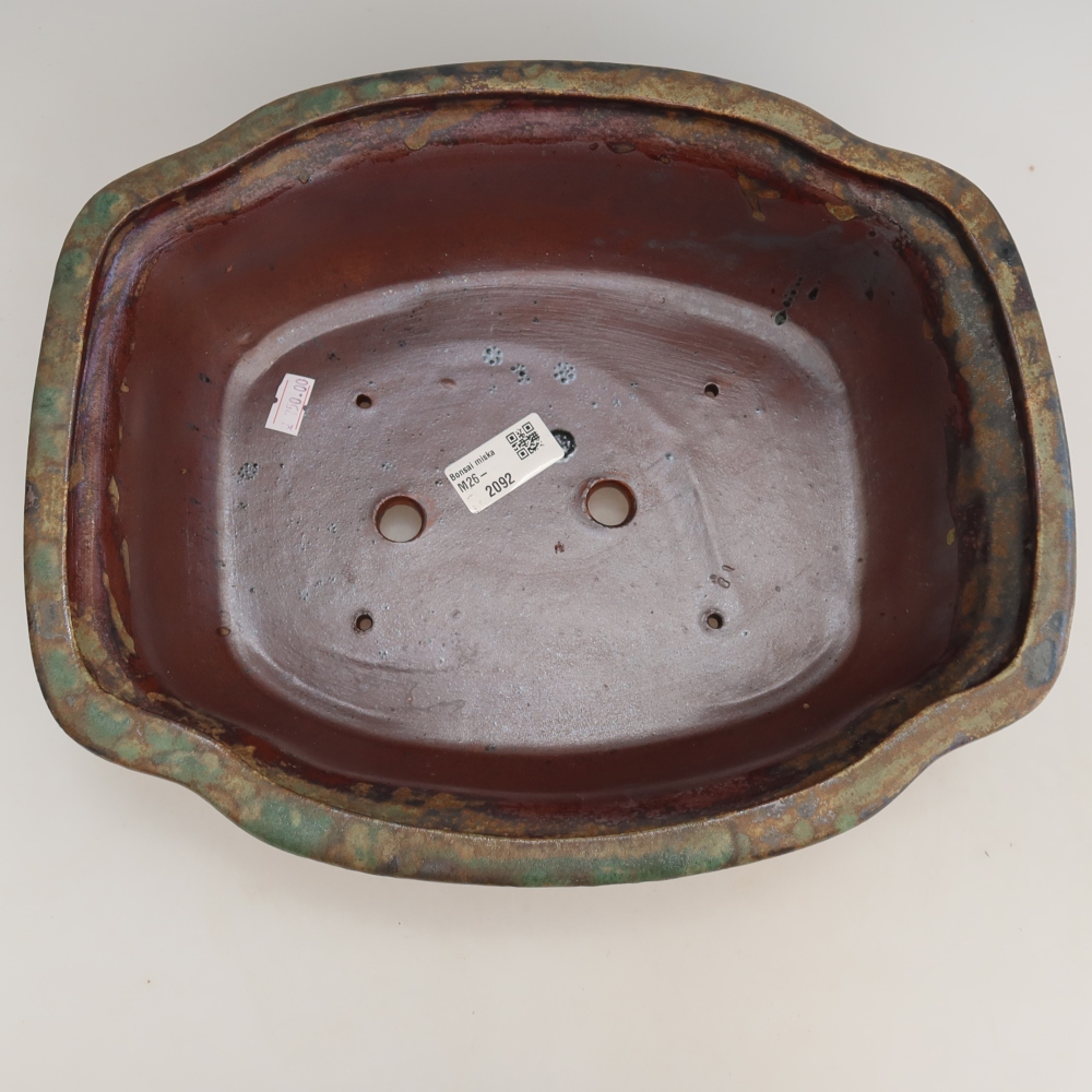Ceramiczna miska do bonsai 30,5 x 25,5 x 10,5 cm, kolor brązowo-zielony