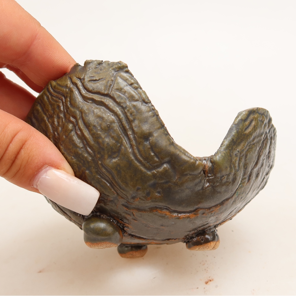 Ceramiczna skorupa  10,5 x 8,5 x 6 cm, kolor brązowo-zielony